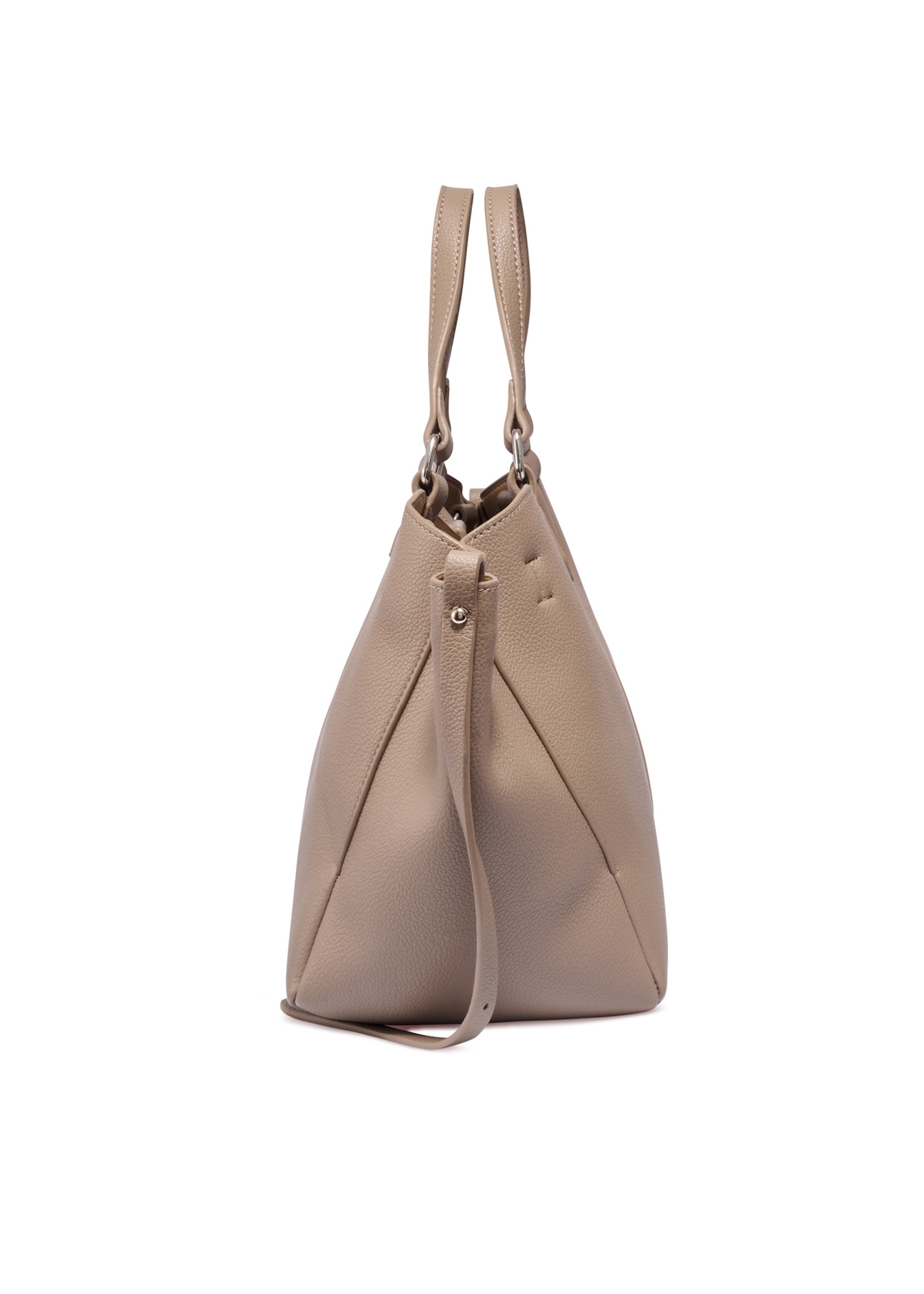 Бежева жіноча сумка через плече TOREC-1231-1B(Z26), вигляд виробу збоку на білому фоні.