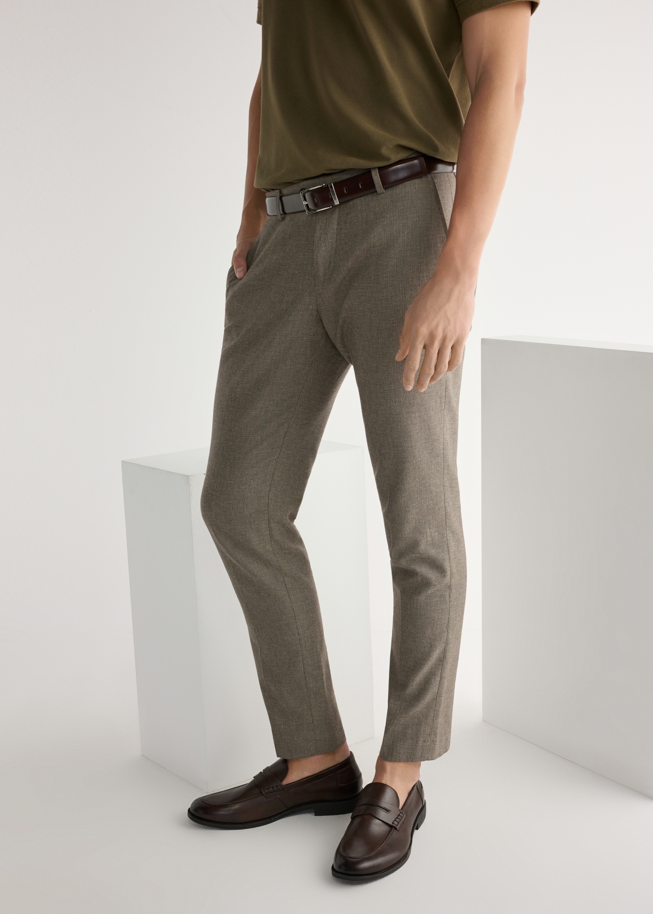 Коричневі шкіряні чоловічі мокасини BUTYM-0482-1I(W26)