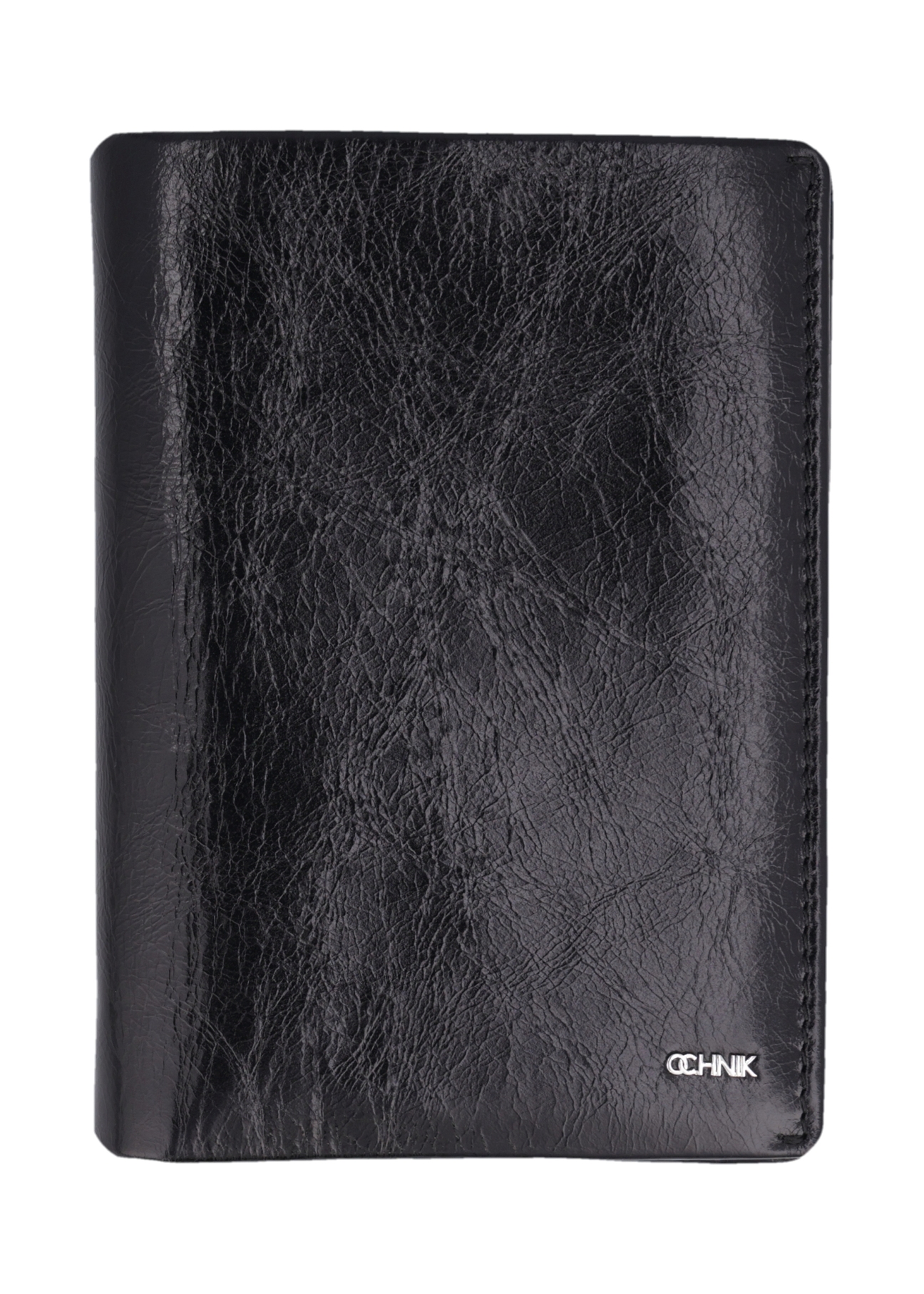 Чоловічий гаманець із чорної шкіри PORMS-0723-9P(Z26), вигляд спереду на білому тлі.
