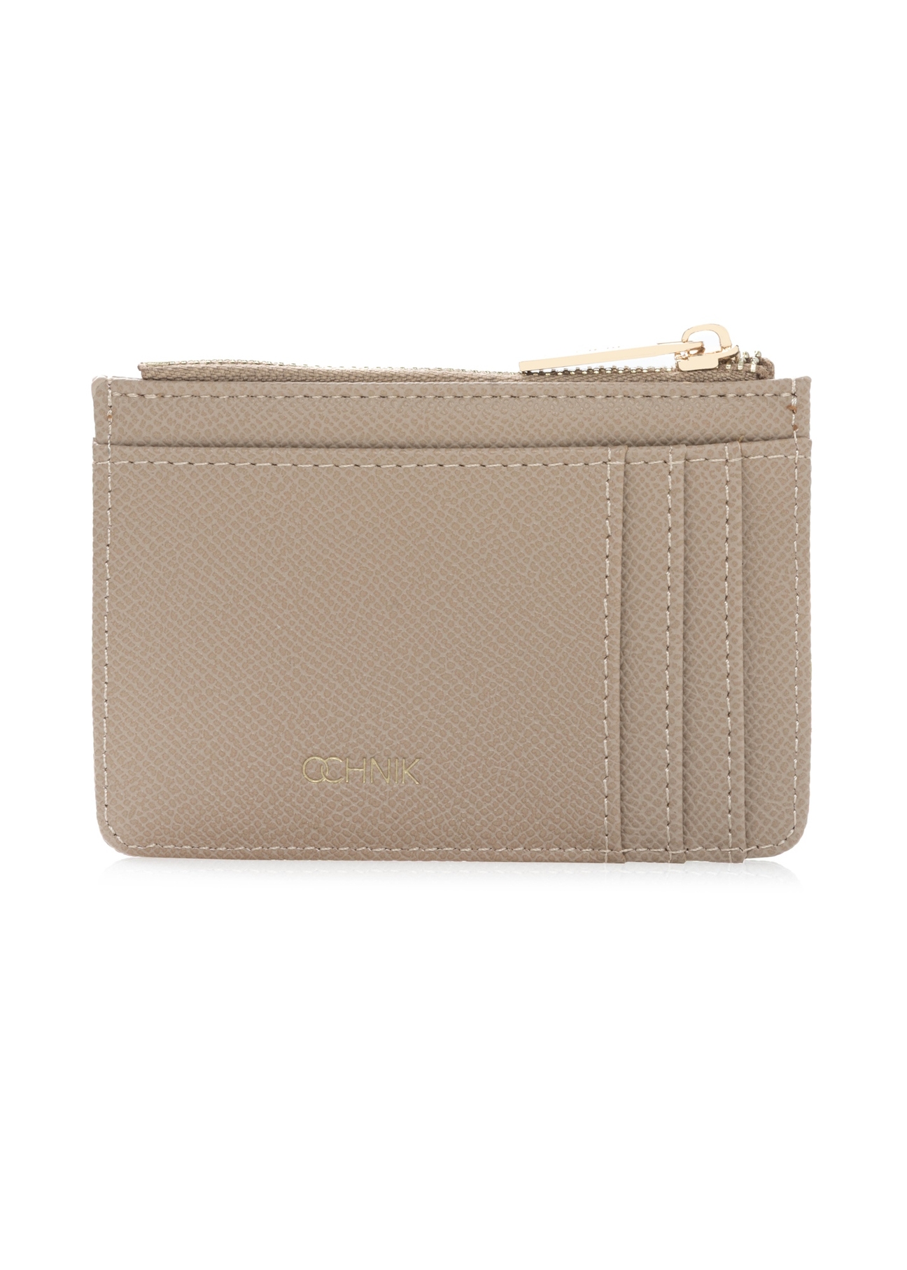 Бежевий футляр для карток POREC-0413-1B(W26), вигляд виробу спереду на білому тлі.