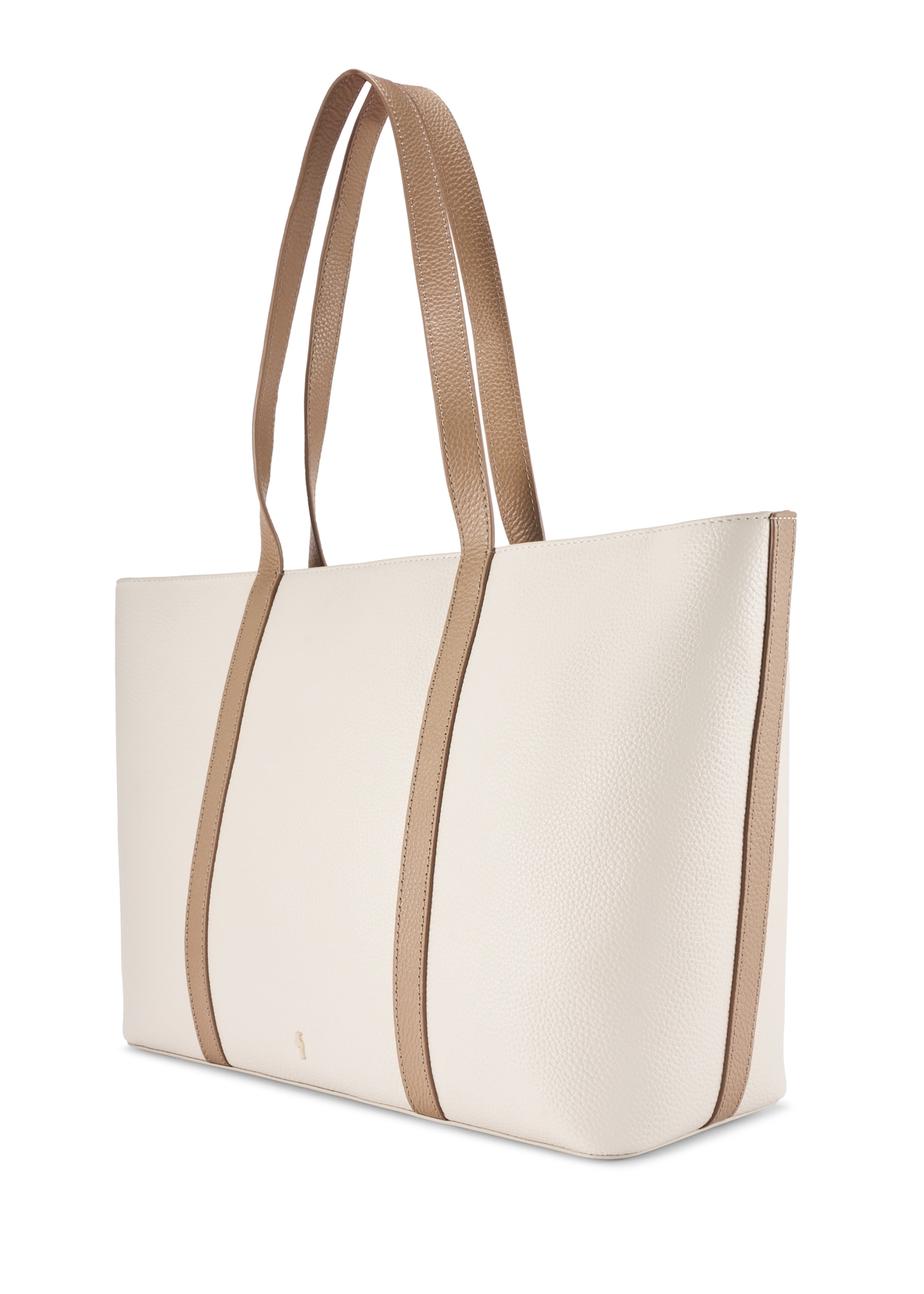 Kremowa skórzana torebka shopper TORES-1273-0B(W26)