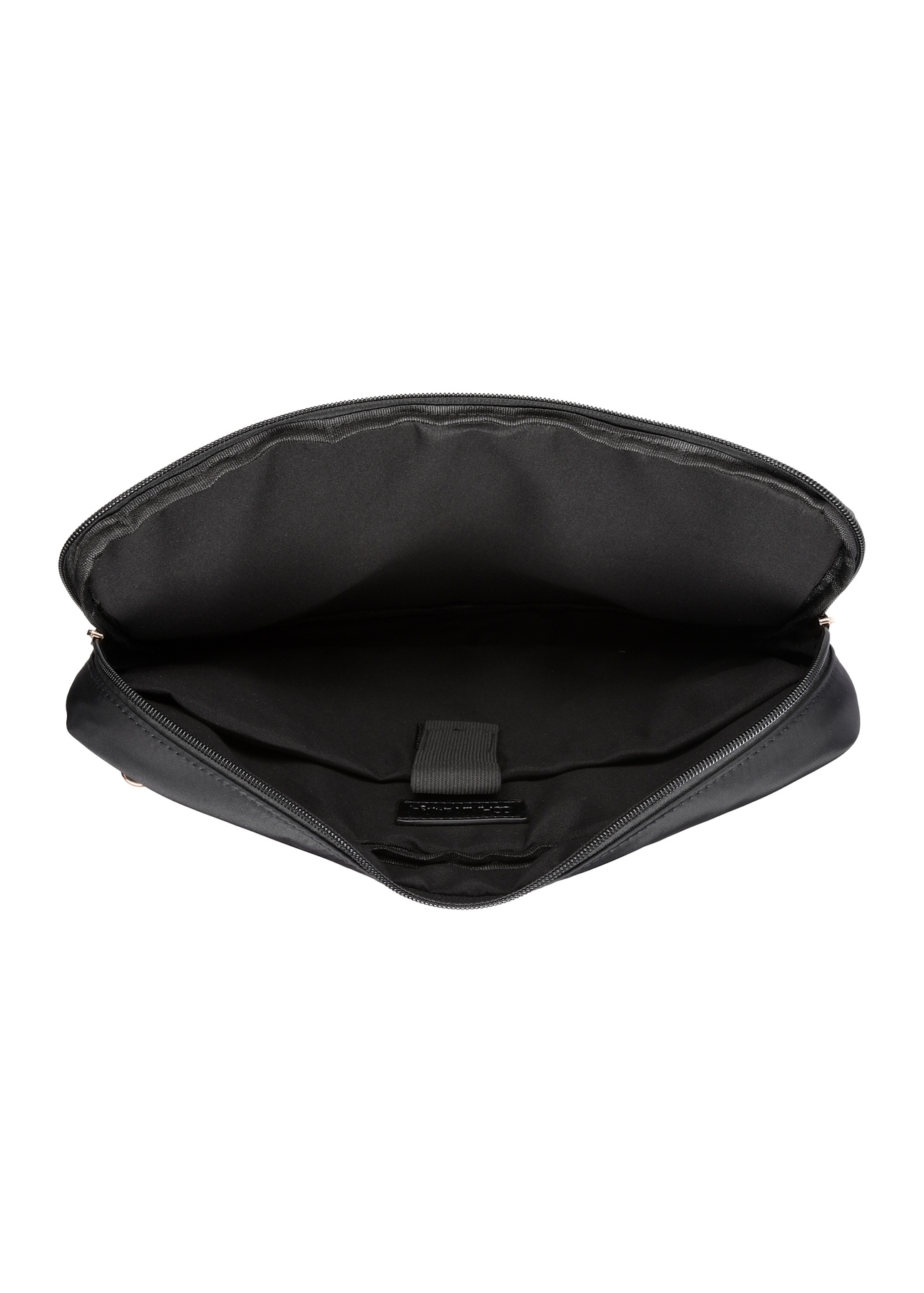 Чорна жіноча сумка для ноутбука TOREN-0344-99(W26), вигляд товару всередині на білому тлі.