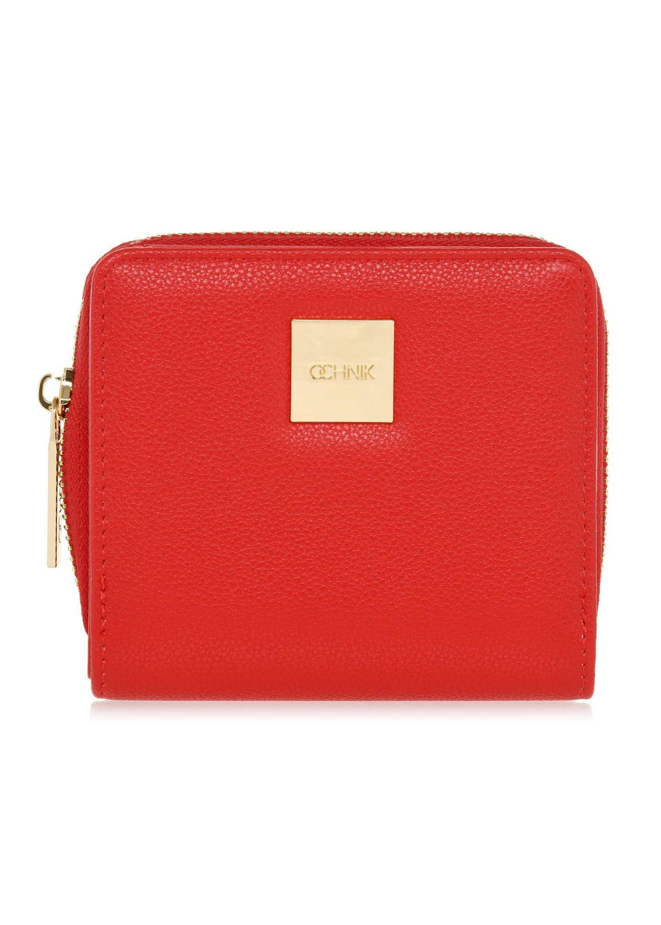 Маленький червоний жіночий гаманець з логотипом POREC-0366-4A(W26), вигляд виробу спереду на білому тлі.