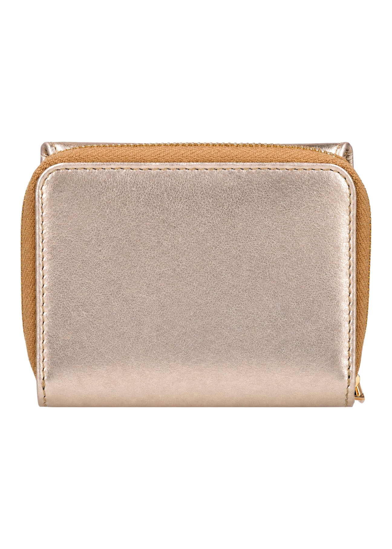 Маленький жіночий шкіряний гаманець золотого кольору PORES-1026-2X(Z26), вигляд виробу зі зворотного боку на білому фоні.