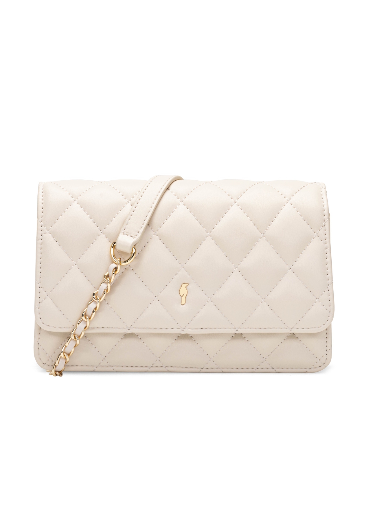 Кремова маленька стьобана жіноча сумочка TOREC-1033-0B(W26), вигляд виробу спереду на білому тлі.