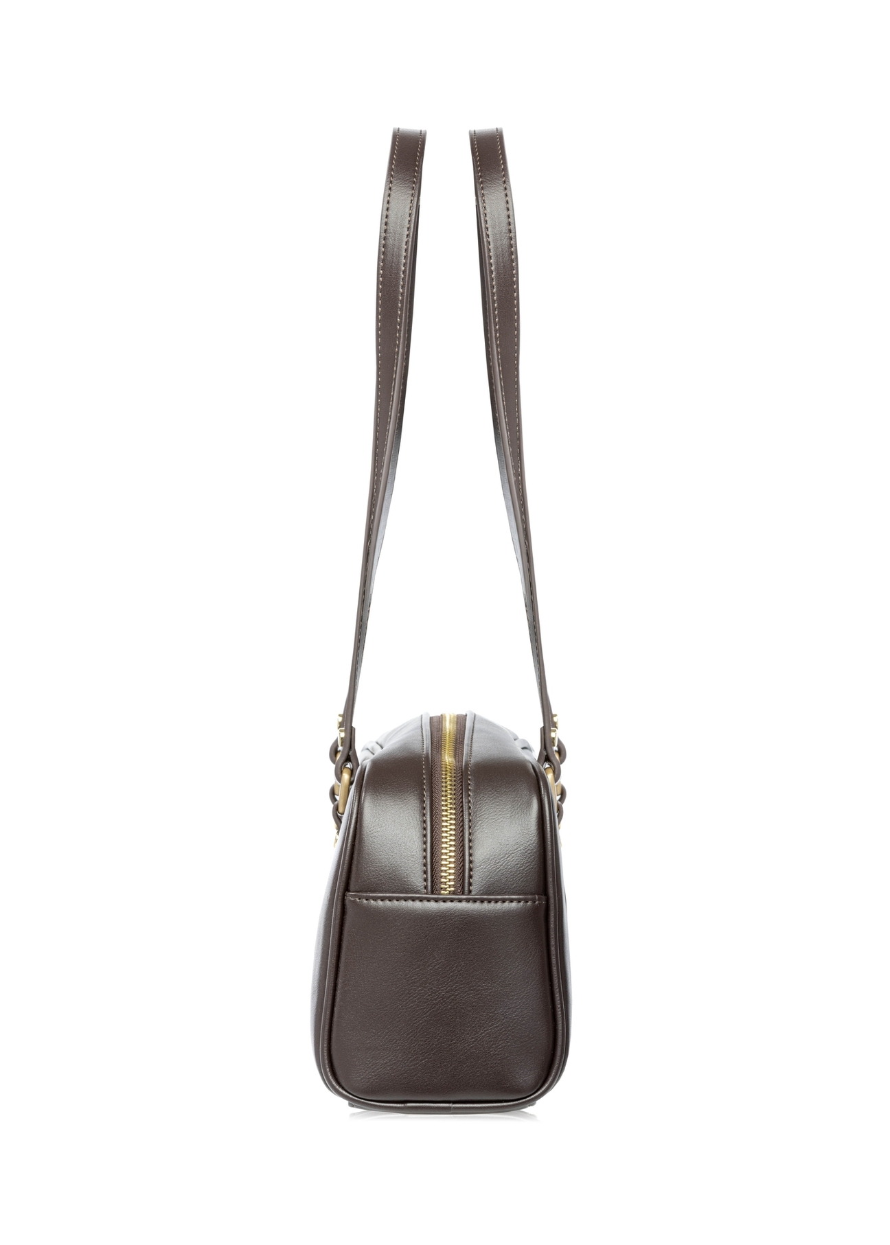 Темно-коричнева сумка через плече TOREC-1233-1I(W26), вигляд виробу збоку на білому тлі.