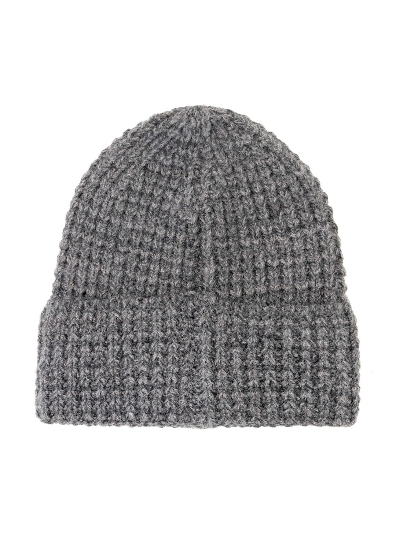 Сіра жіноча вовняна шапка CZADT-0204-95(Z25), вигляд виробу ззаду на білому фоні.