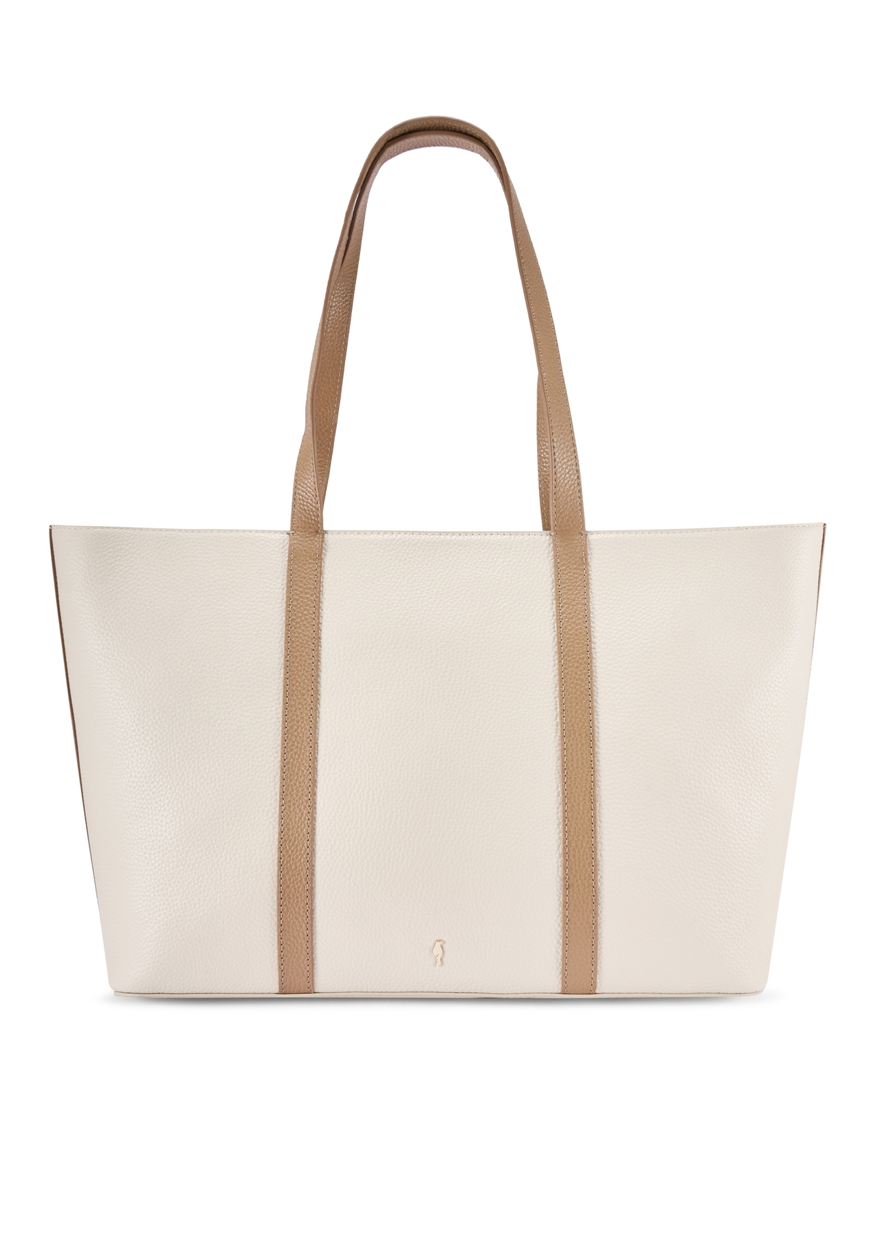 Kremowa skórzana torebka shopper TORES-1273-0B(W26)
