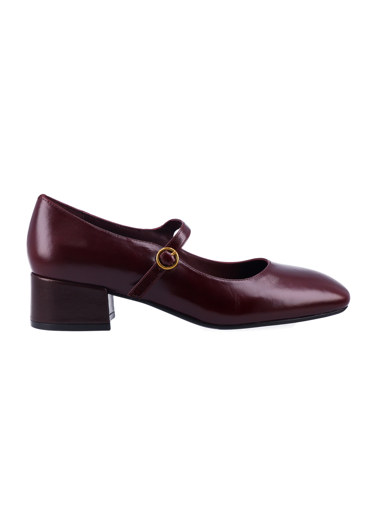 Бордові жіночі шкіряні туфлі-човники BUTYD-1349-4E(Z26), вигляд виробу збоку на білому фоні.