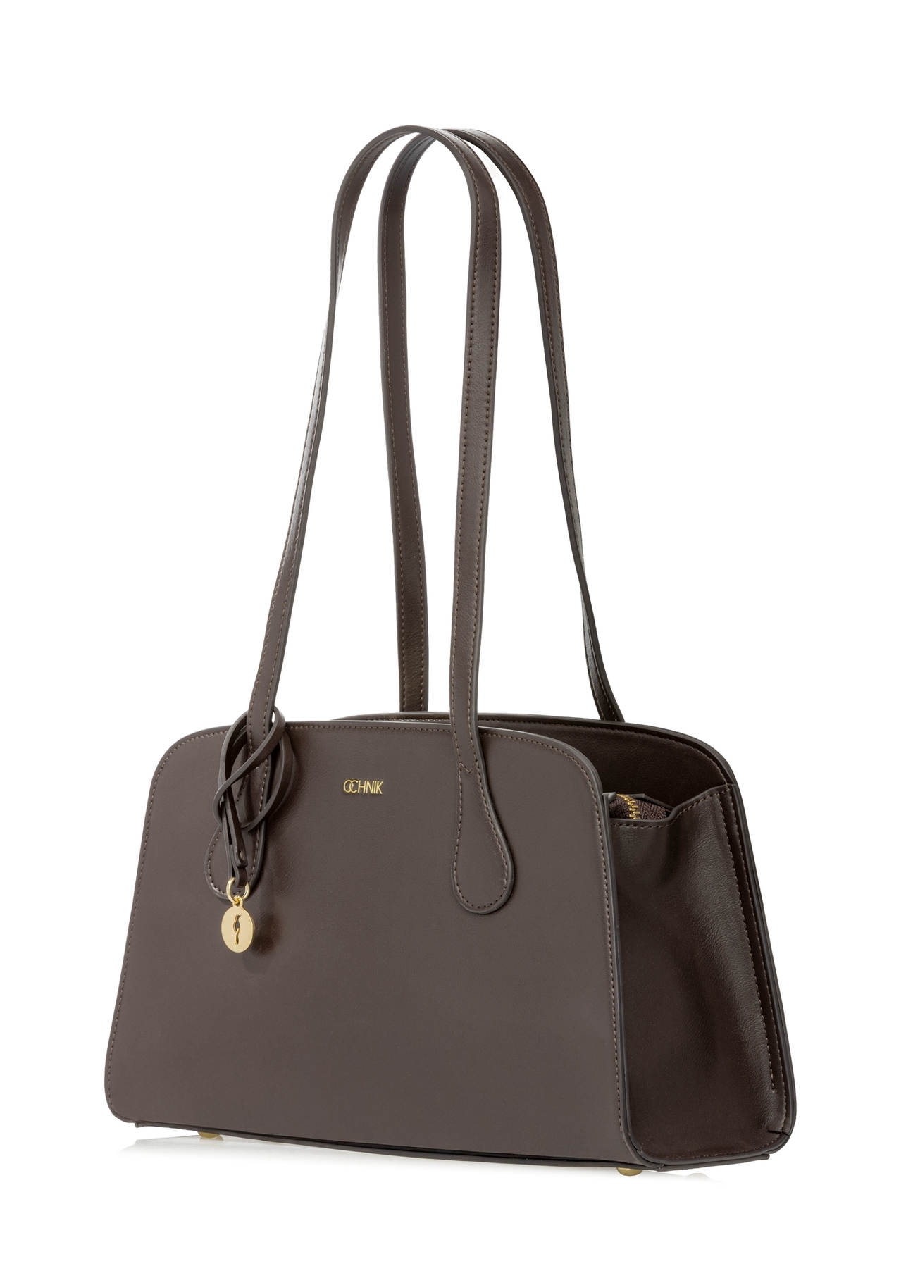 Коричнева сумка через плече TOREC-1236-1H(W26), діагональний вигляд виробу на білому тлі.