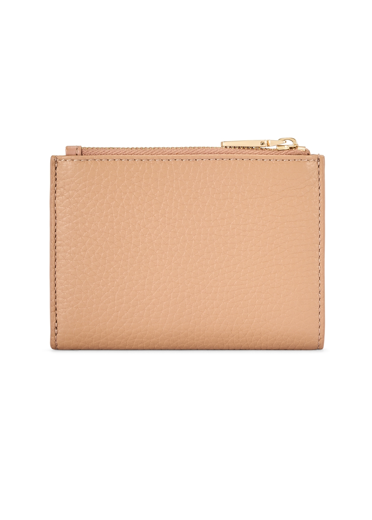 Жіночий шкіряний гаманець брудно-рожевого кольору PORES-0984-5D(W26), вигляд виробу зі зворотного боку на білому фоні.