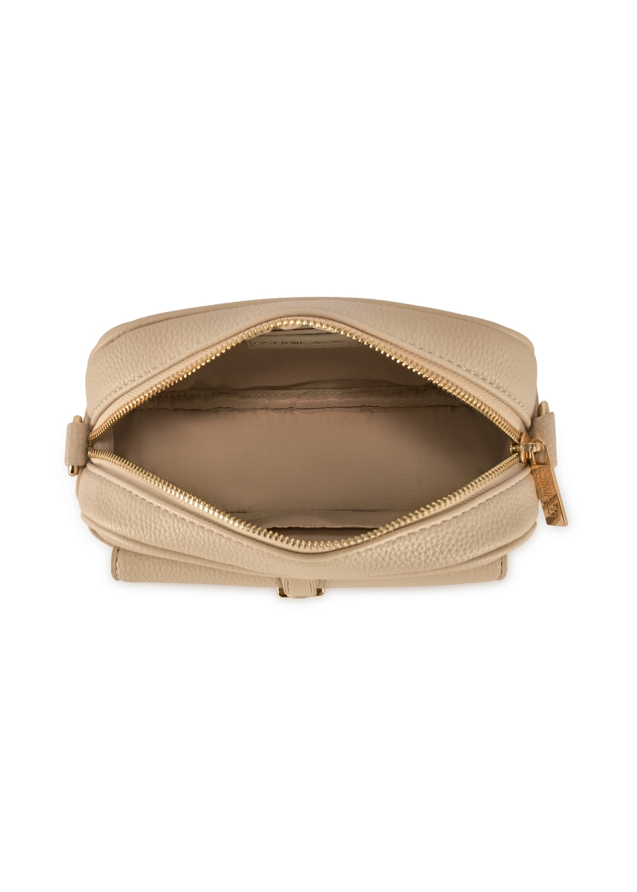 Маленька бежева жіноча сумочка TOREC-1174-1B(W26), вигляд виробу зверху на білому фоні.