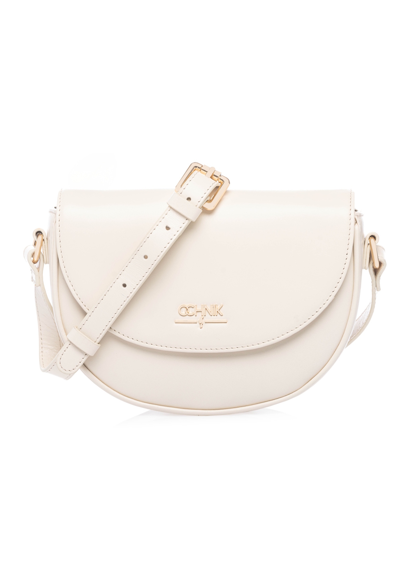 Маленька шкіряна сумочка кремового кольору TORES-1260-0B(W26), вигляд виробу спереду на білому тлі.