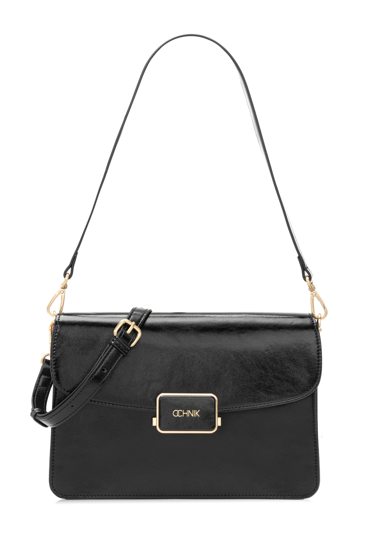 Чорна жіноча сумка-месенджер TOREC-1167-9F(W26), вигляд виробу спереду на білому тлі.