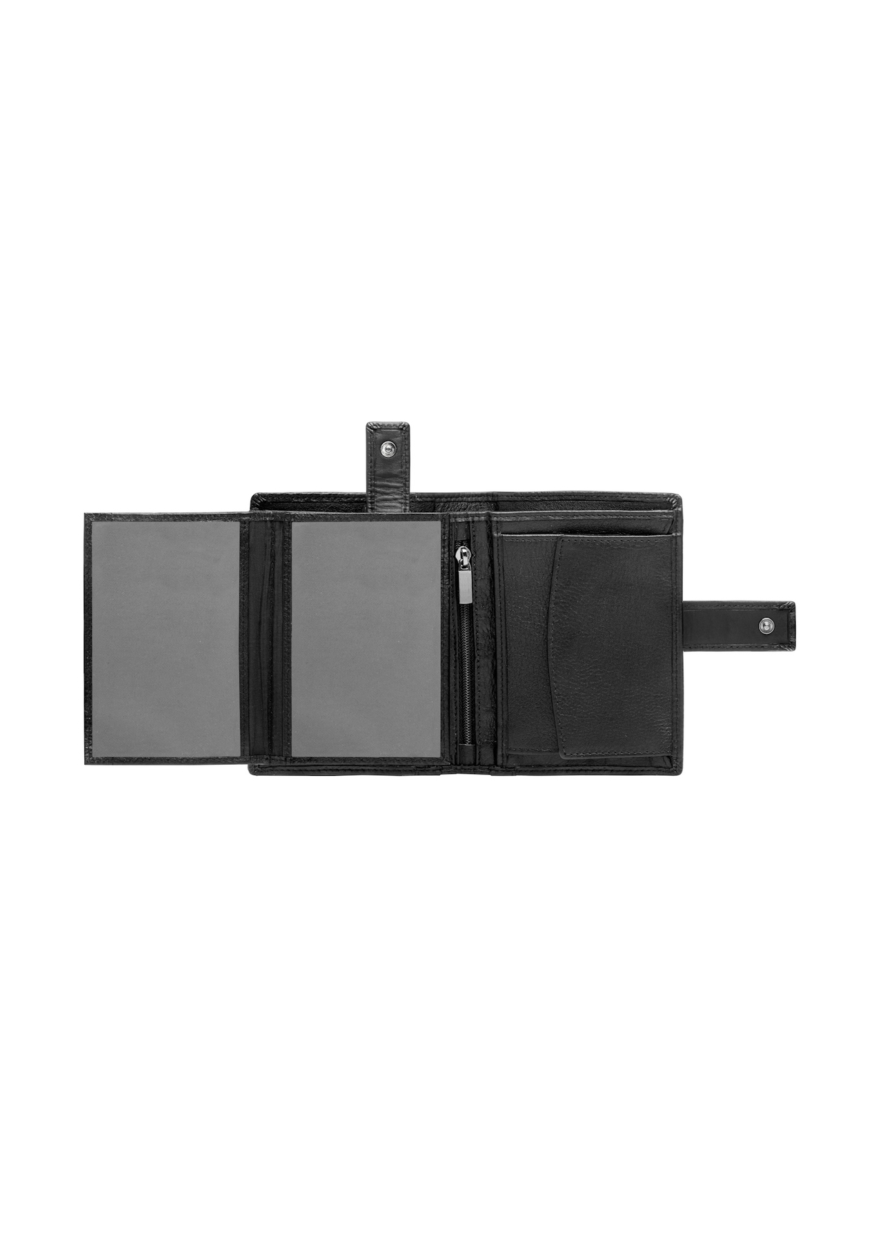 Чорний чоловічий шкіряний гаманець PORMS-0682-99(W26), вигляд товару всередині на білому тлі.