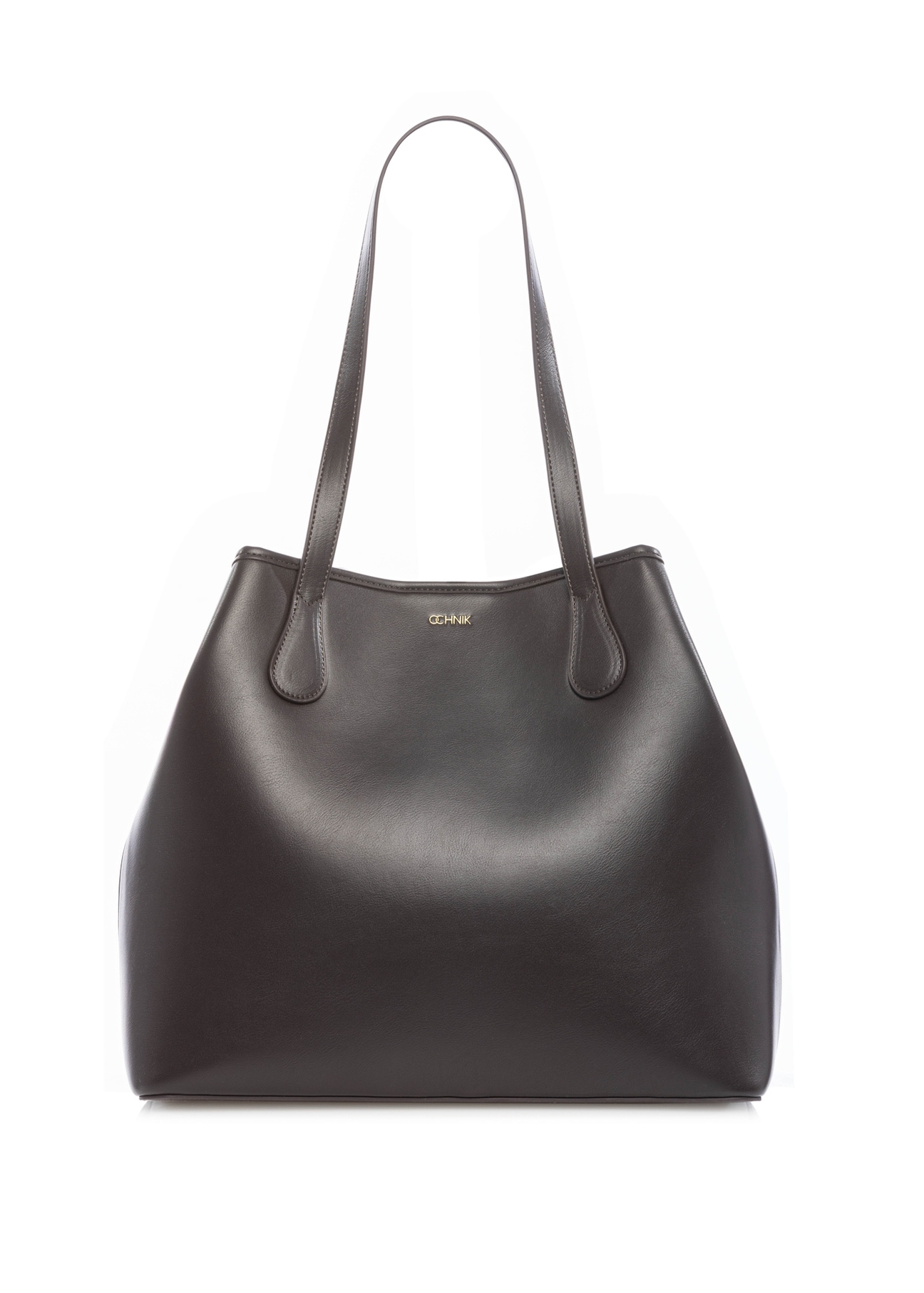 Коричнева жіноча сумка-шопер TOREC-1235-1H(W26), вигляд виробу спереду на білому тлі.