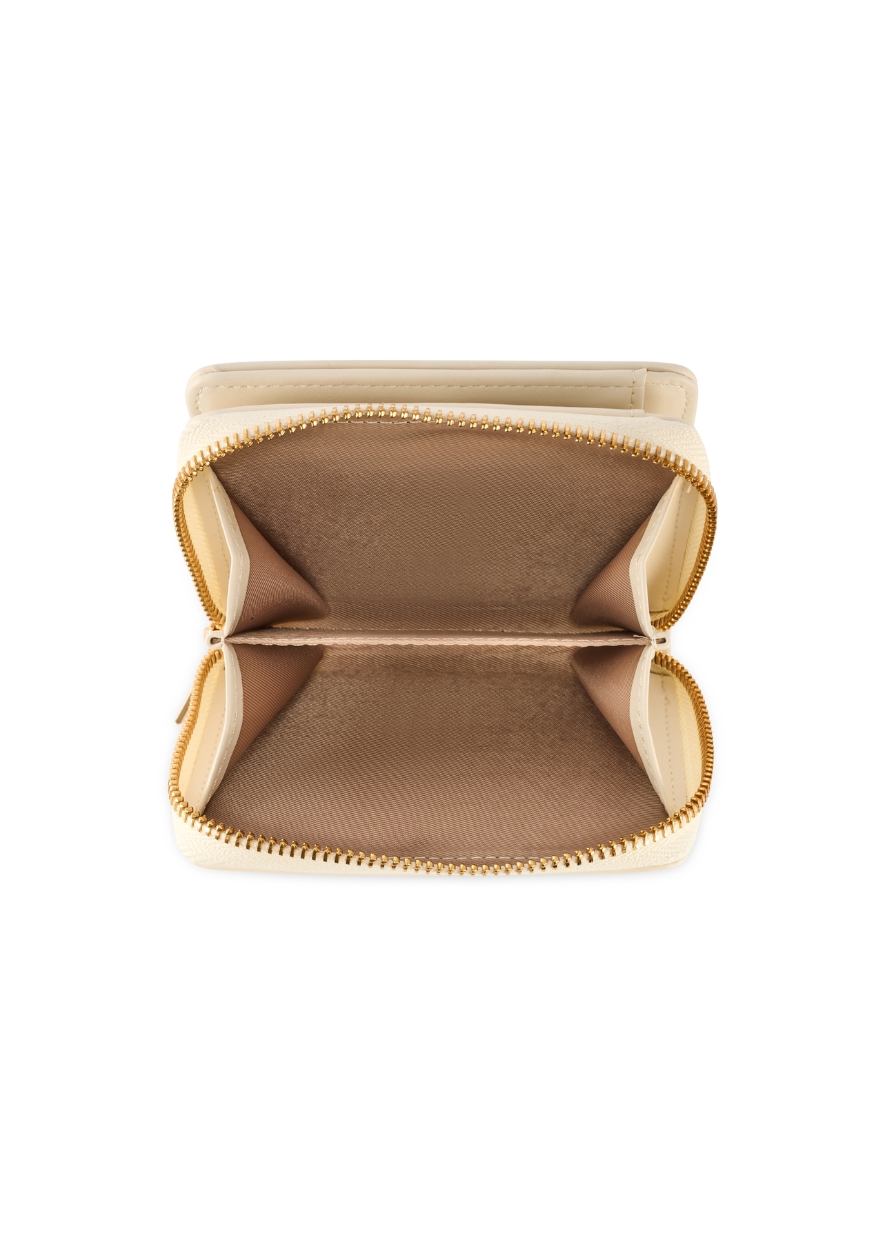 Кремовий жіночий гаманець середнього розміру POREC-0412-0B(W26), вигляд товару всередині на білому тлі.