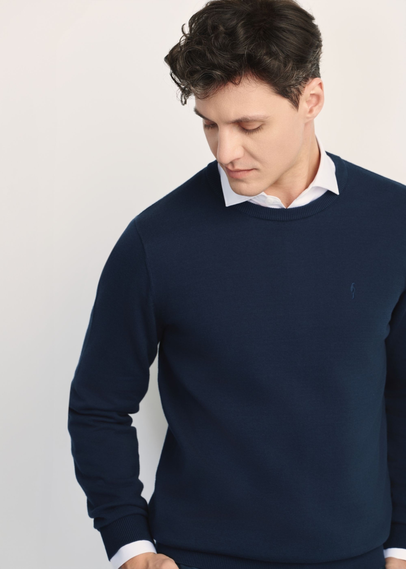 Granatowy bawełniany sweter męski SWEMT-0114A-7E(Z26)