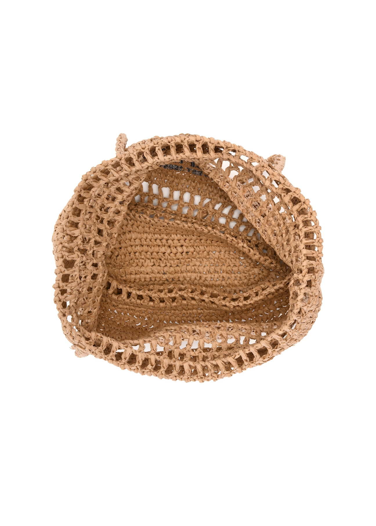 Жіноча солом'яна сумка-шопер бежевого кольору TOREC-0924-1E(W26), вигляд виробу всередині на білому тлі.