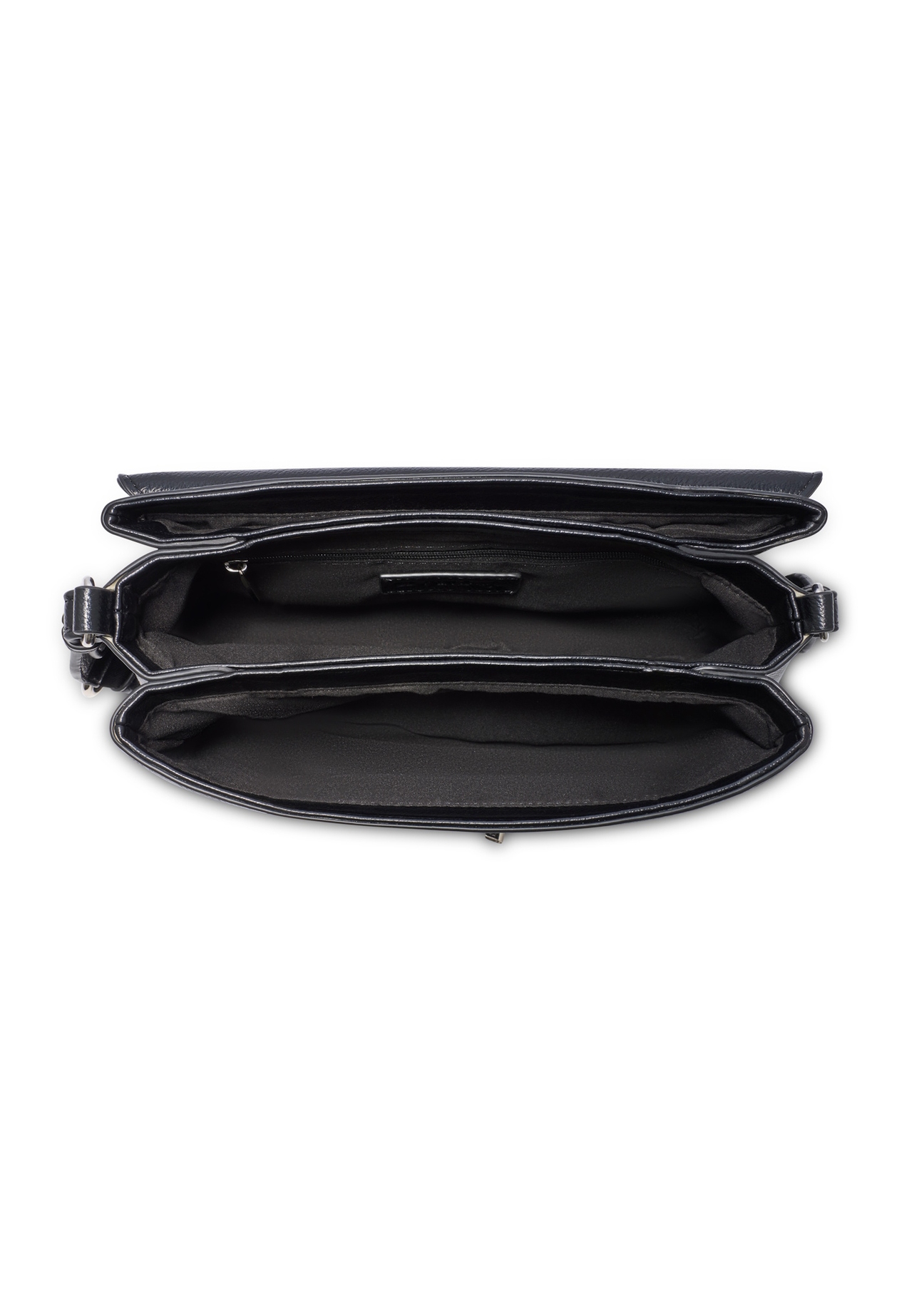 Чорна класична жіноча сумка TOREC-1124-99(W26), вигляд виробу всередині на білому тлі.