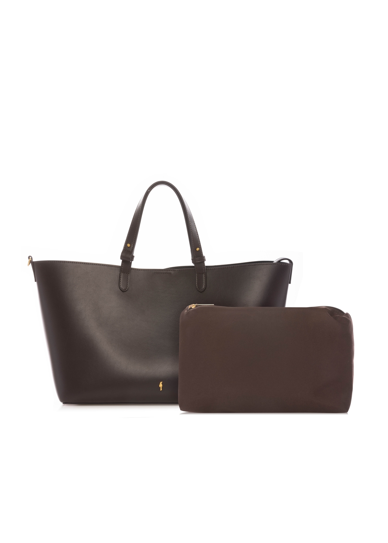 Коричнева жіноча сумка-шопер TOREC-1240-1H(W26), вигляд товару з косметички на білому тлі.