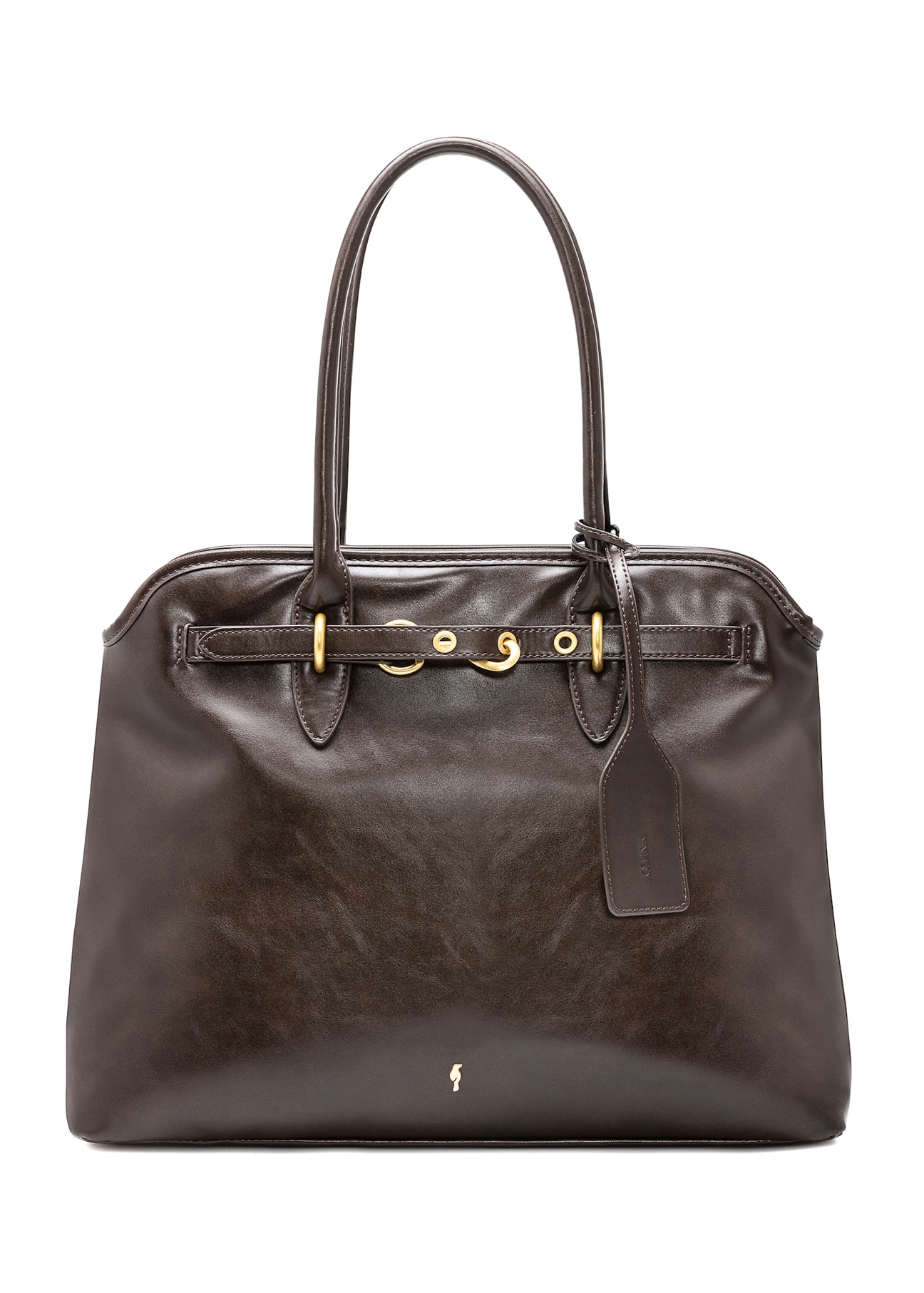 Коричнева велика жіноча сумка TOREC-1076-89(Z25), вигляд виробу спереду на білому тлі.