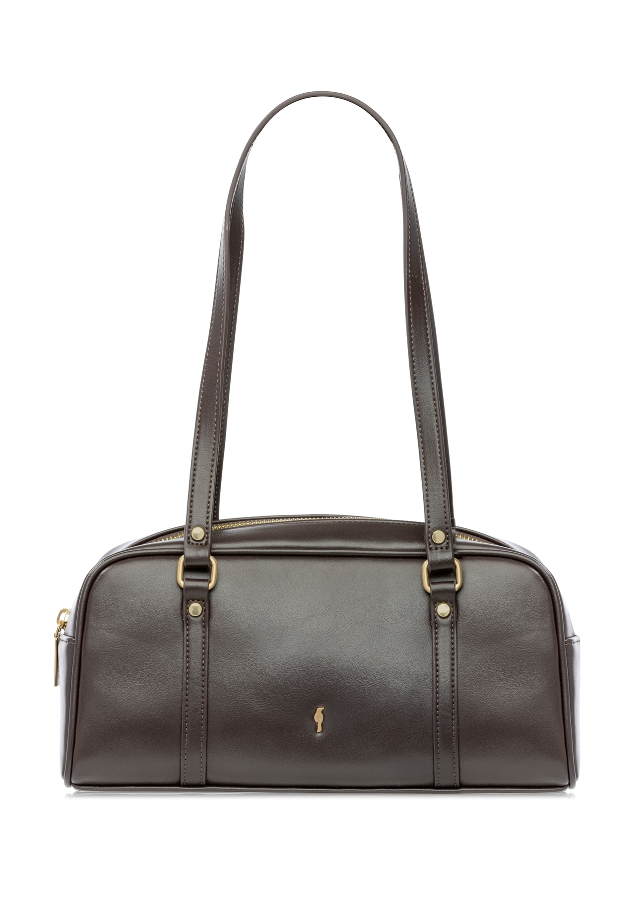 Темно-коричнева сумка через плече TOREC-1233-1I(W26), вигляд виробу спереду на білому тлі.