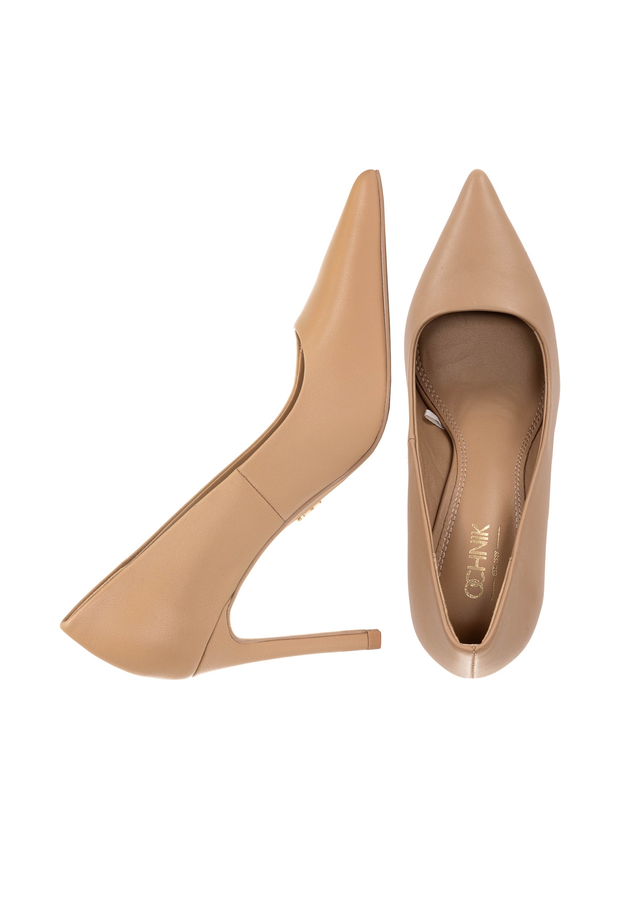 Бежеві шкіряні жіночі туфлі на підборах BUTYD-1131-81(W25)-06