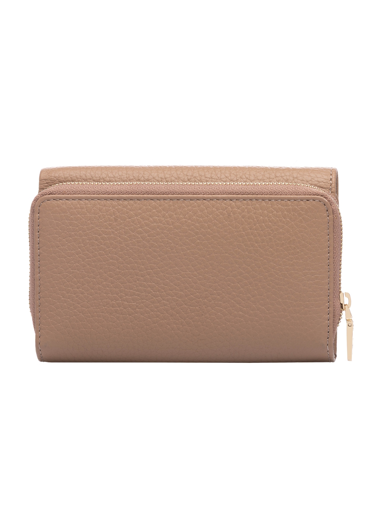 Великий рожевий шкіряний жіночий гаманець PORES-0801H-5D(W26), вигляд виробу зі зворотного боку на білому фоні.