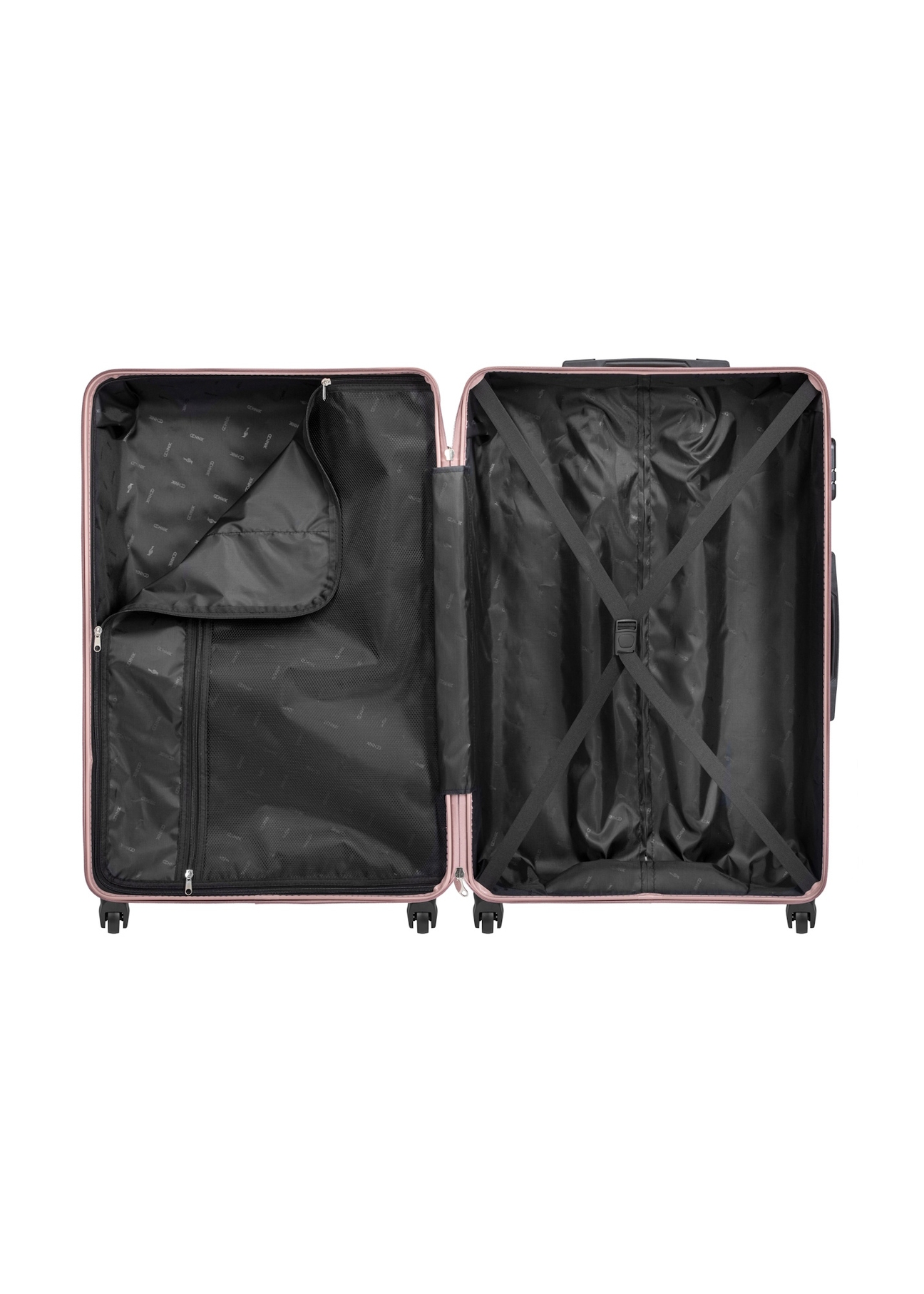 Велика валіза на колесах WALAB-0081-5X-28(W26), вигляд виробу всередині на білому тлі.