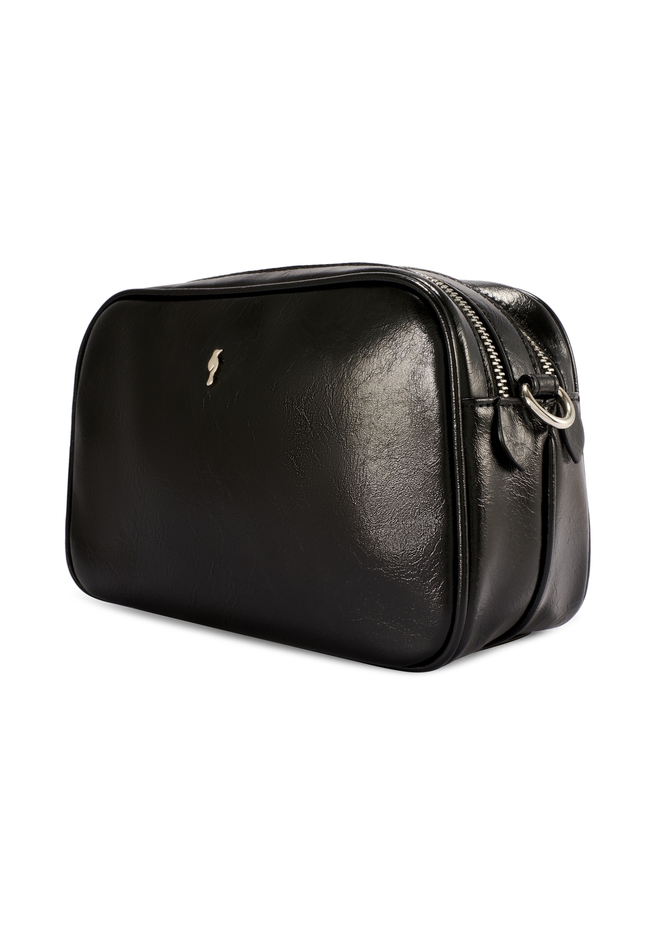 Середня чорна жіноча сумка TOREC-1121-9F(W26), діагональний вигляд виробу на білому фоні.