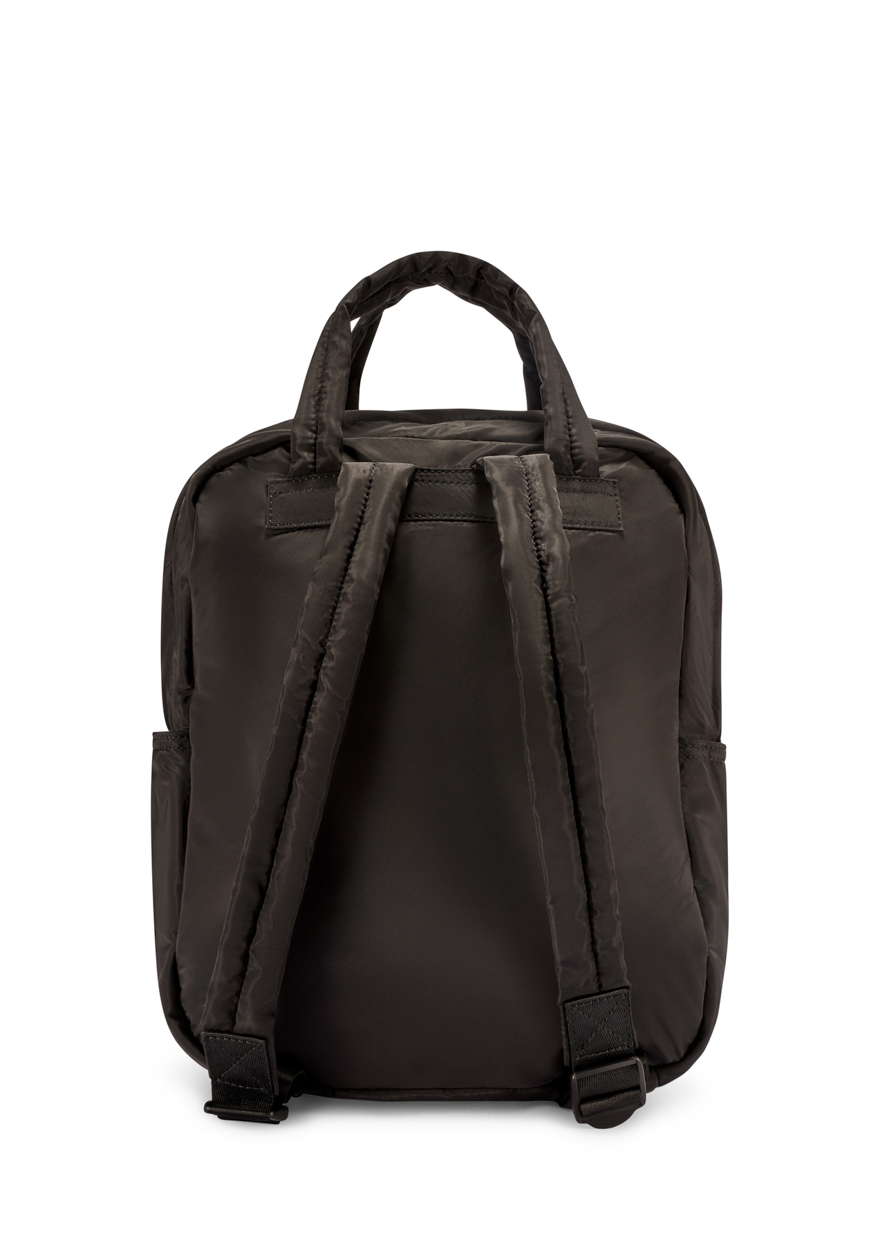 Чорний нейлоновий жіночий рюкзак TOREN-0341-99(W26), вигляд виробу ззаду на білому фоні.