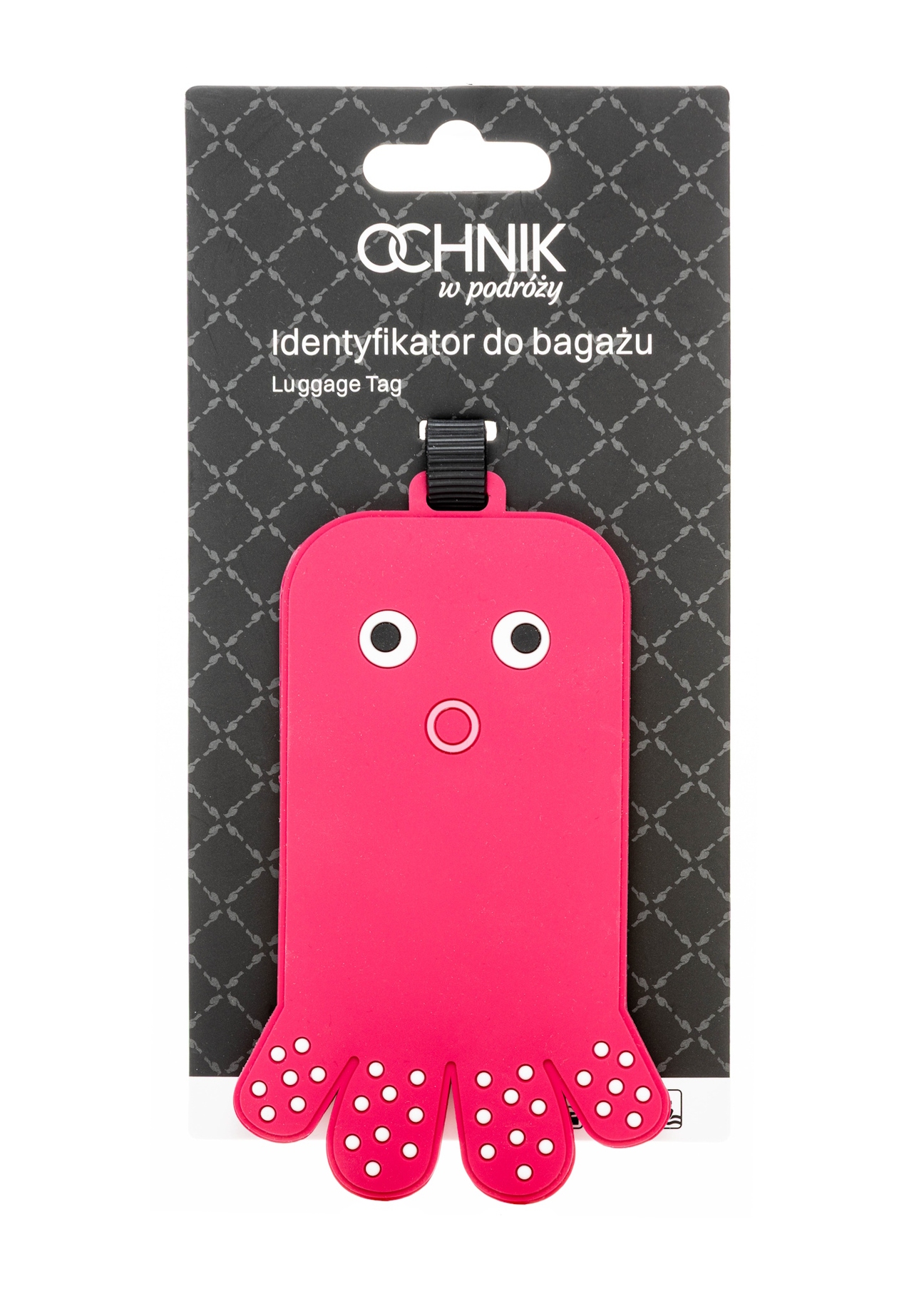 Багажна бирка AW-012-0004-5E(W26), вигляд продукту з упаковкою на білому тлі.