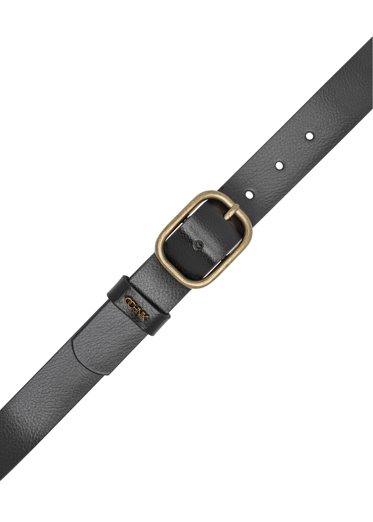 Жіночий чорний шкіряний ремінь PASDS-0335-99(W26), вигляд виробу зверху на білому фоні.