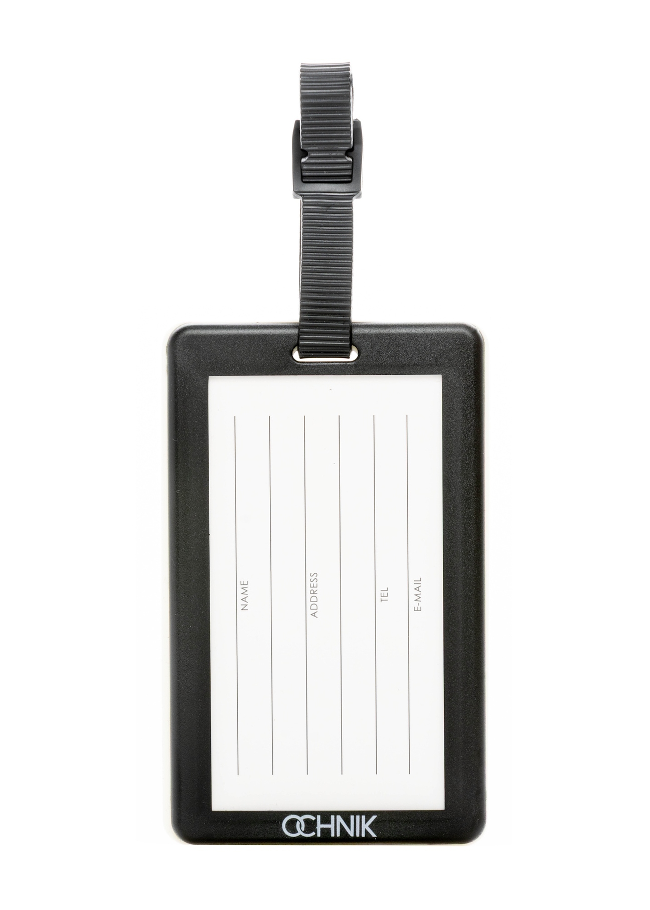 Багажна бирка AW-012-0016-0P(W26), вигляд виробу ззаду на білому тлі.