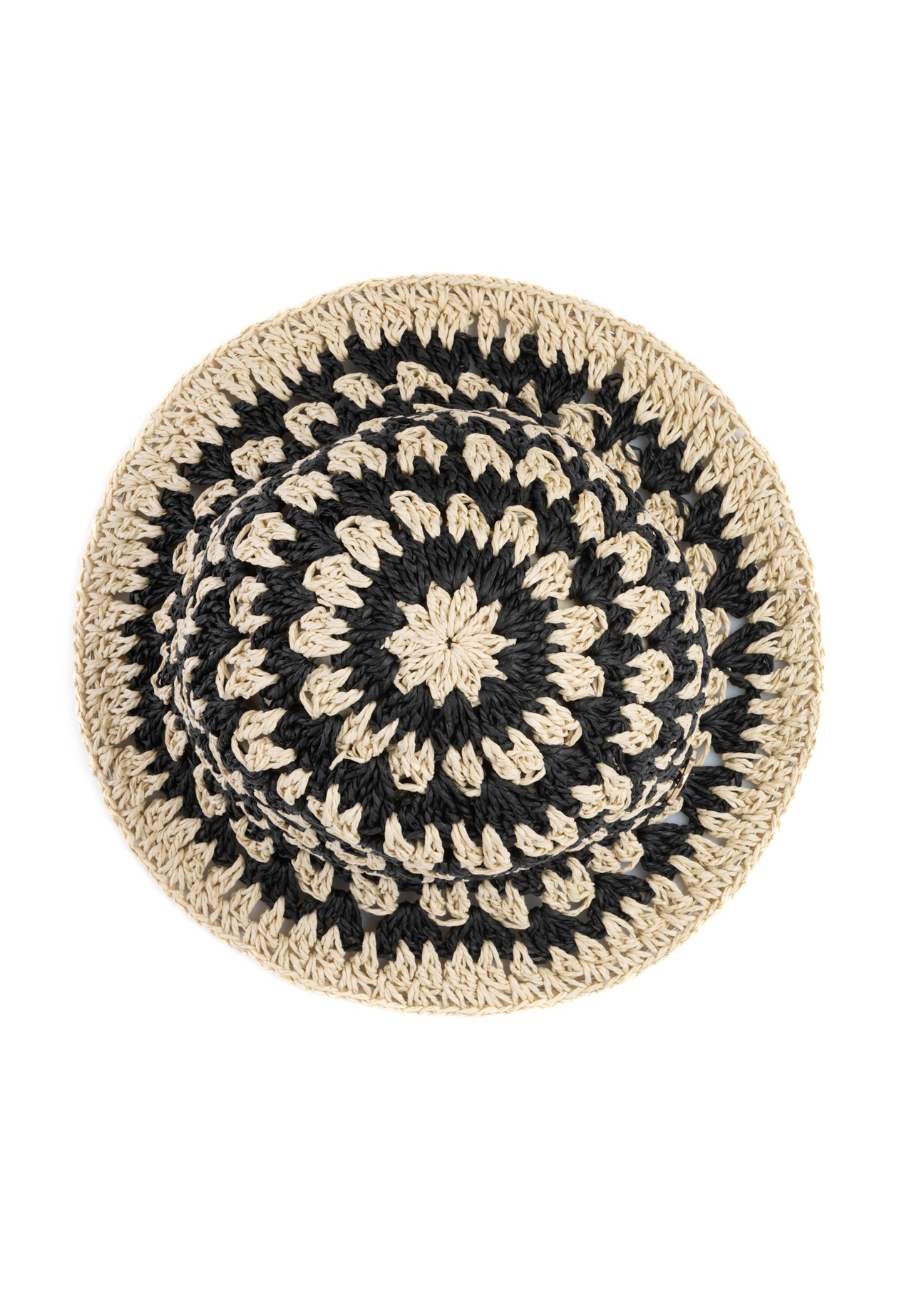 Жіночий солом'яний капелюх KAPDT-0048-1H(W26), вигляд виробу зверху на білому тлі.