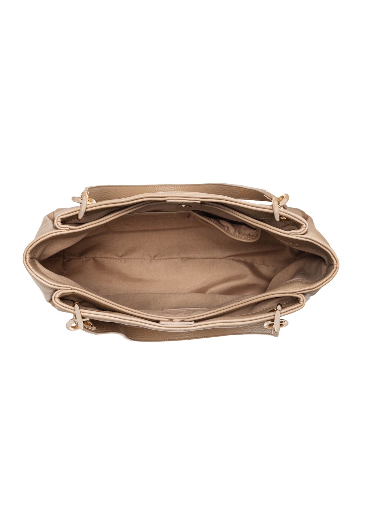 Бежева жіноча сумка зі штучної шкіри TOREC-0998-1D(W26), вигляд виробу всередині на білому тлі.