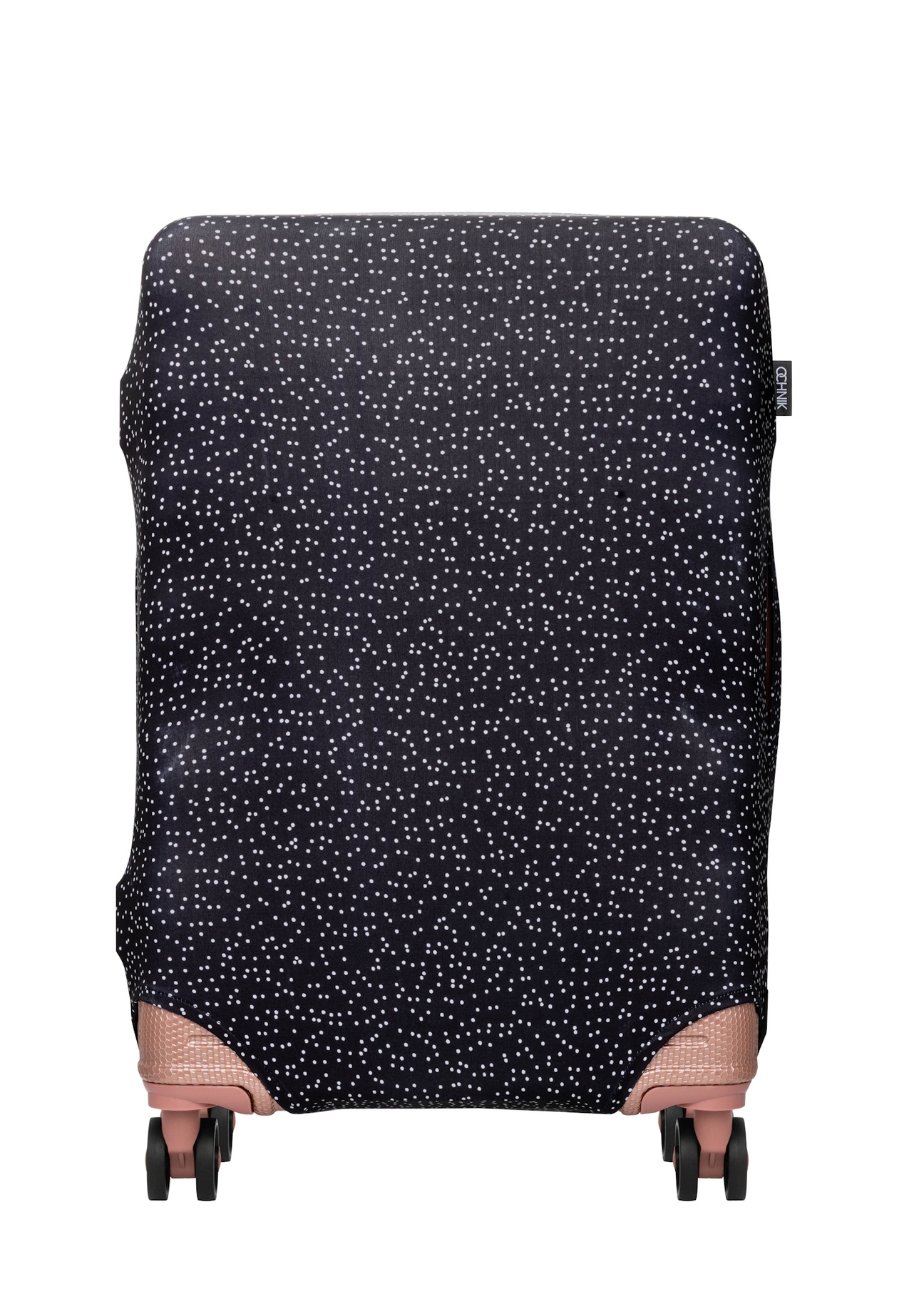 Чохол для валізи середнього розміру в горошок AW-013-0007-9P-M(W26), вигляд виробу спереду на валізі.