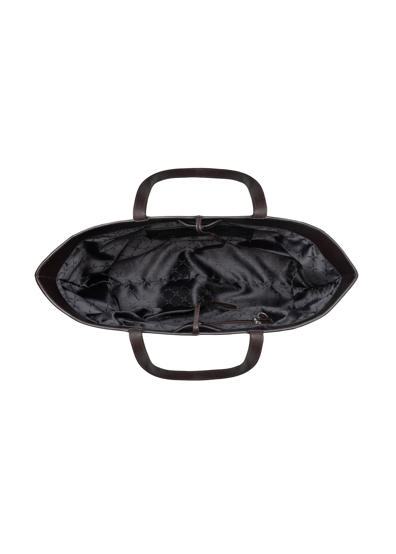 Коричнева велика шкіряна жіноча сумка TORES-1299-1H(W26), вигляд виробу всередині на білому тлі.