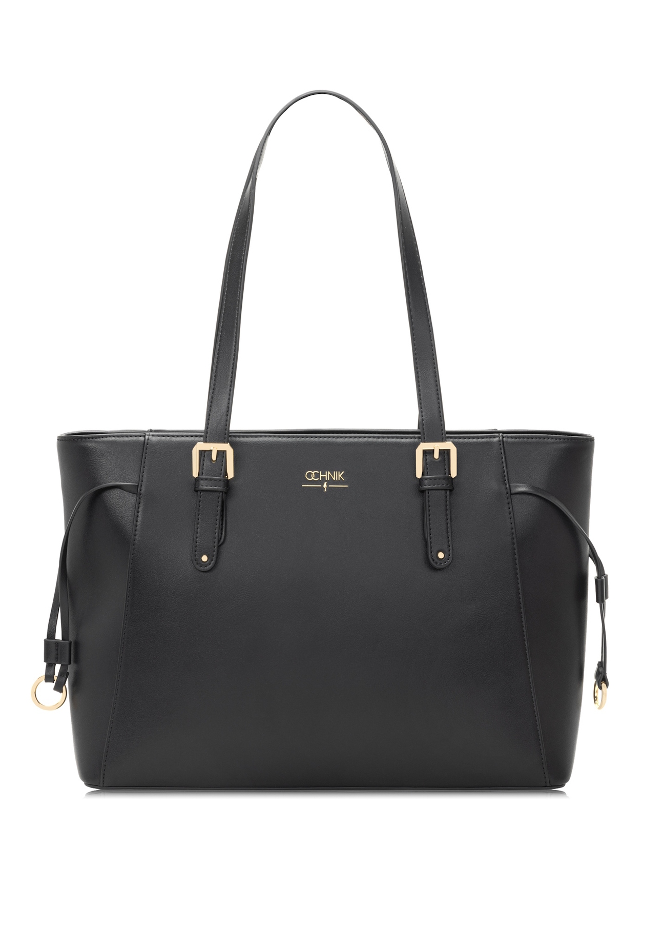 Чорна сумка-шопер TOREC-1029-99(W26), вигляд виробу спереду на білому тлі.