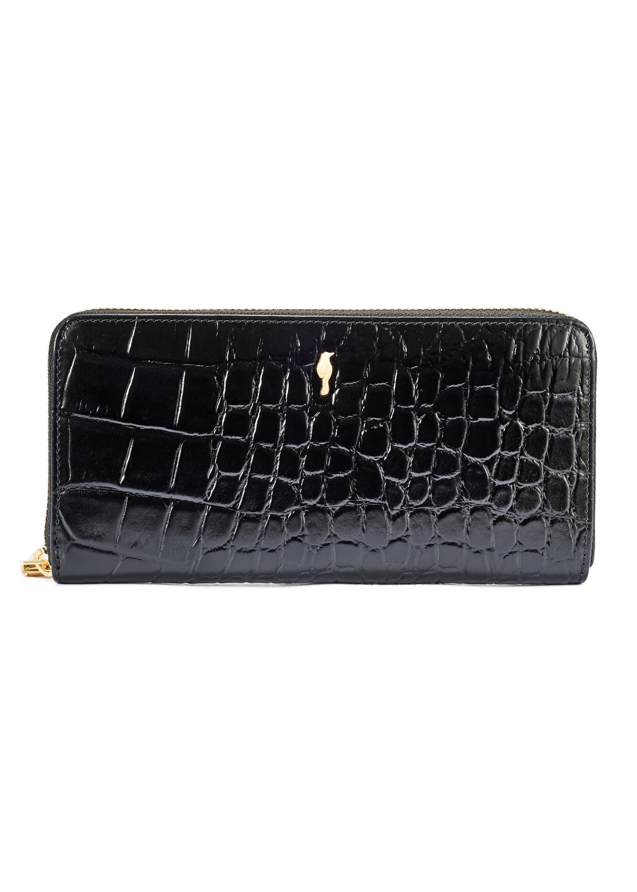 Duży skórzany czarny portfel damski croco PORES-0955-99(W25)