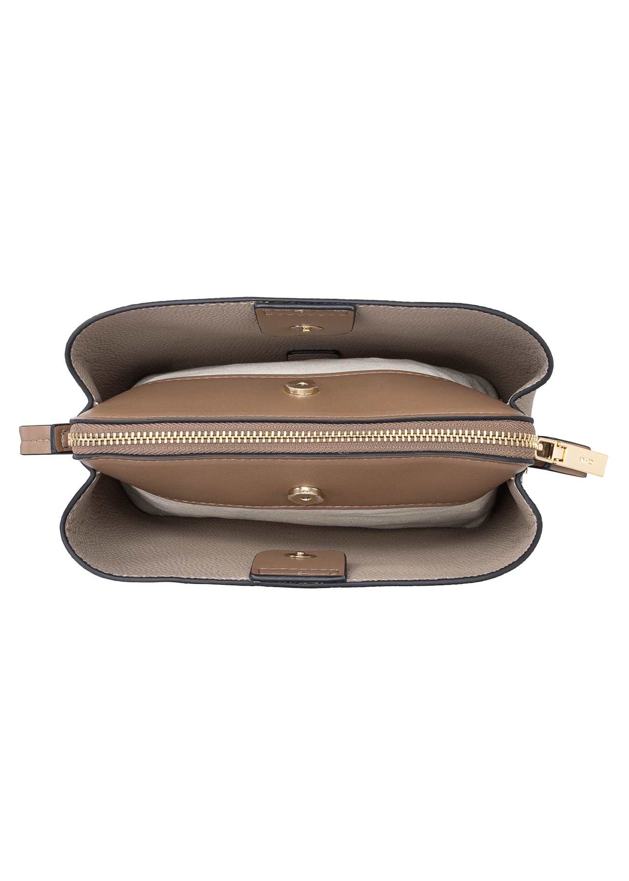 Бежева маленька жіноча сумочка TOREC-0768-1B(W26), вигляд виробу всередині на білому тлі.