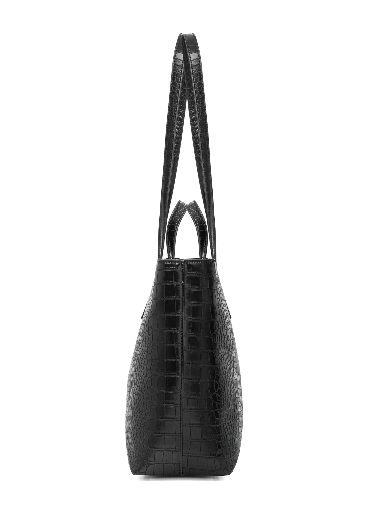 Чорна жіноча сумка-шопер TOREC-1204-9G(W26), вигляд виробу збоку на білому фоні.