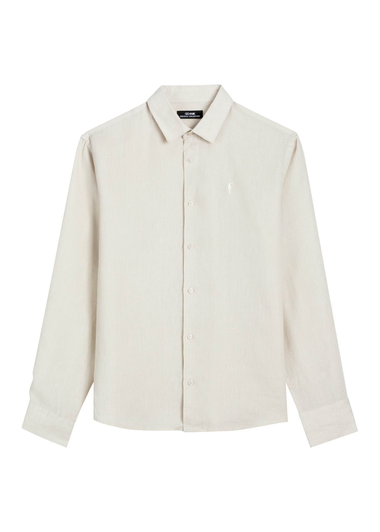 Бежева чоловіча лляна сорочка KOSMT-0321A-1A(W26)