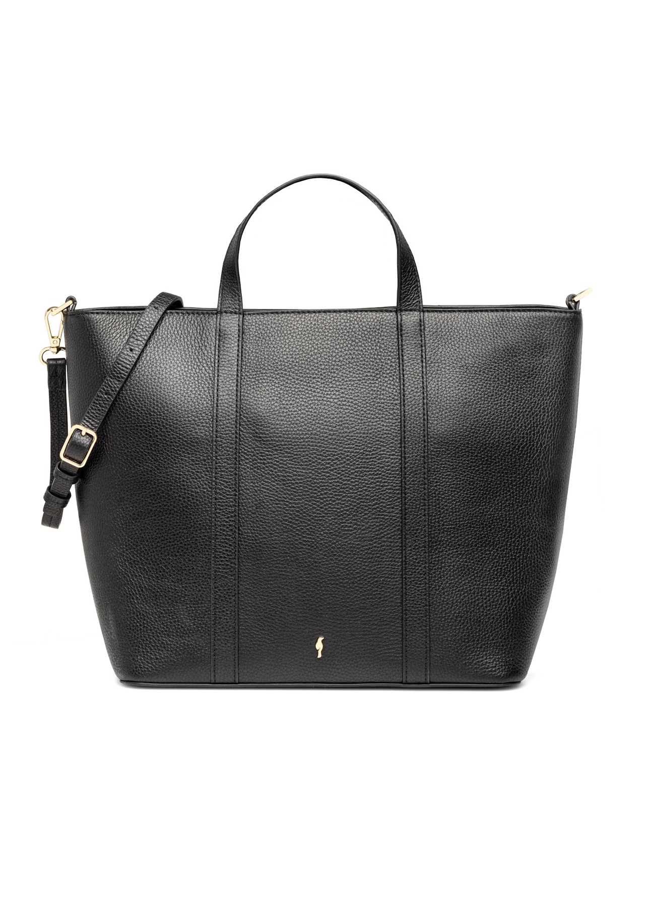 Чорна шкіряна сумка-шопер TORES-1272-9I(W26), вигляд виробу спереду на білому тлі.