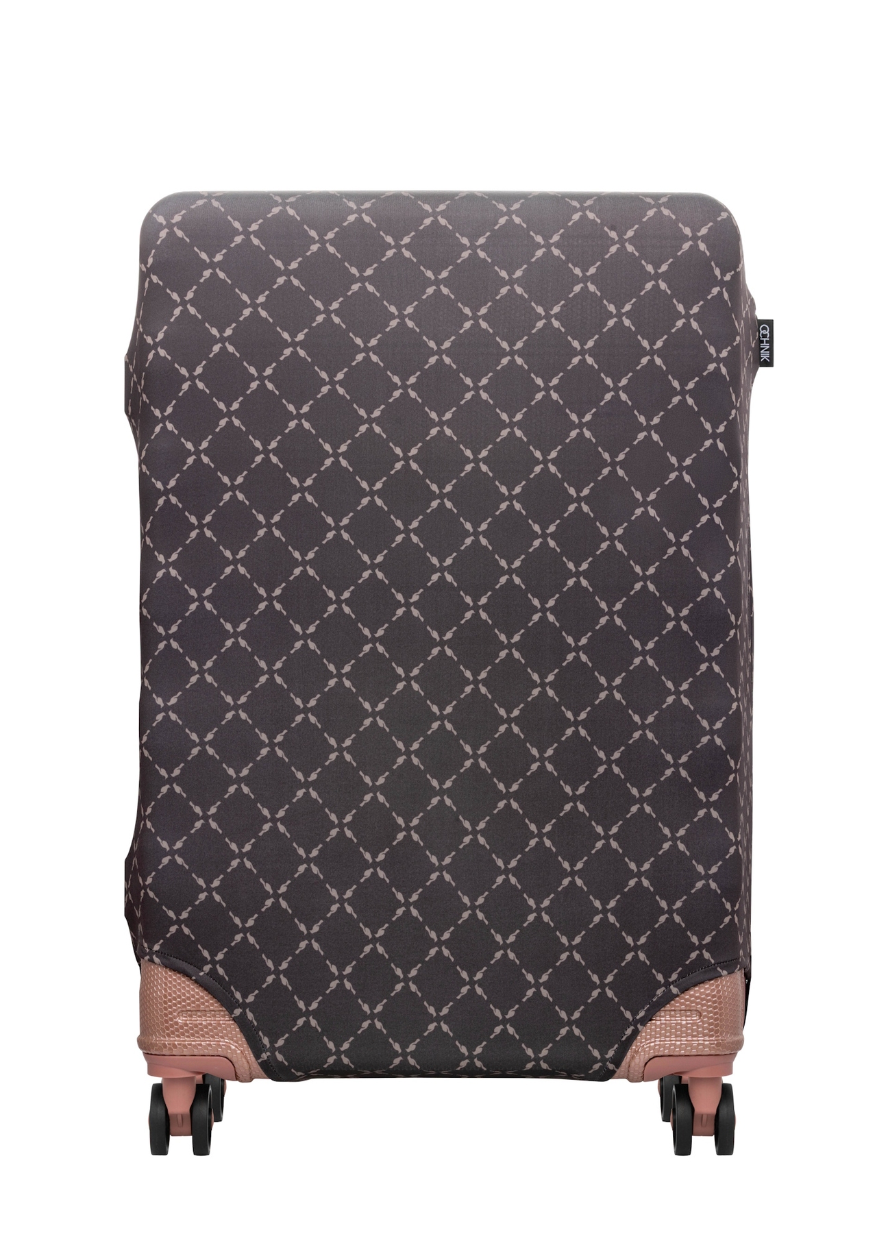 Коричневий чохол для великої валізи AW-013-0006-1P-L(W26), вигляд виробу спереду на валізі.