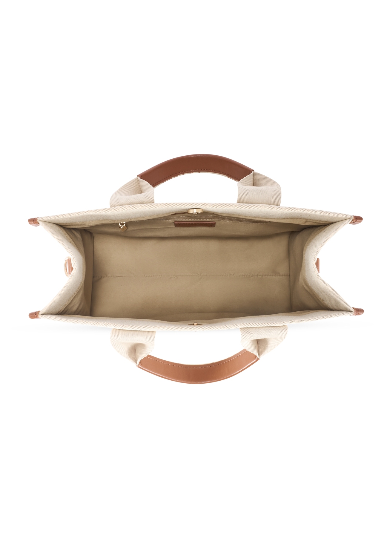 Бежева жіноча сумка-тоут TOREN-0288A-1E(W26), вигляд виробу всередині на білому тлі.