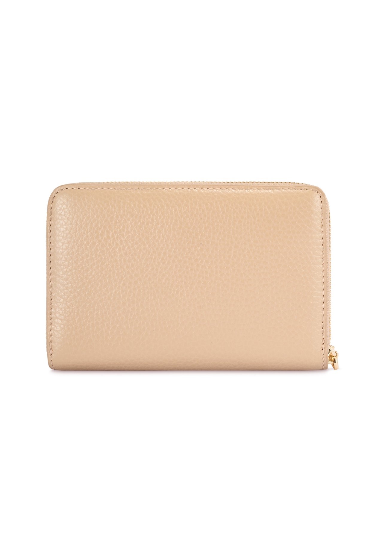 Бежевий шкіряний жіночий гаманець середнього розміру PORES-0898R-1B(W26), вигляд виробу ззаду на білому тлі.