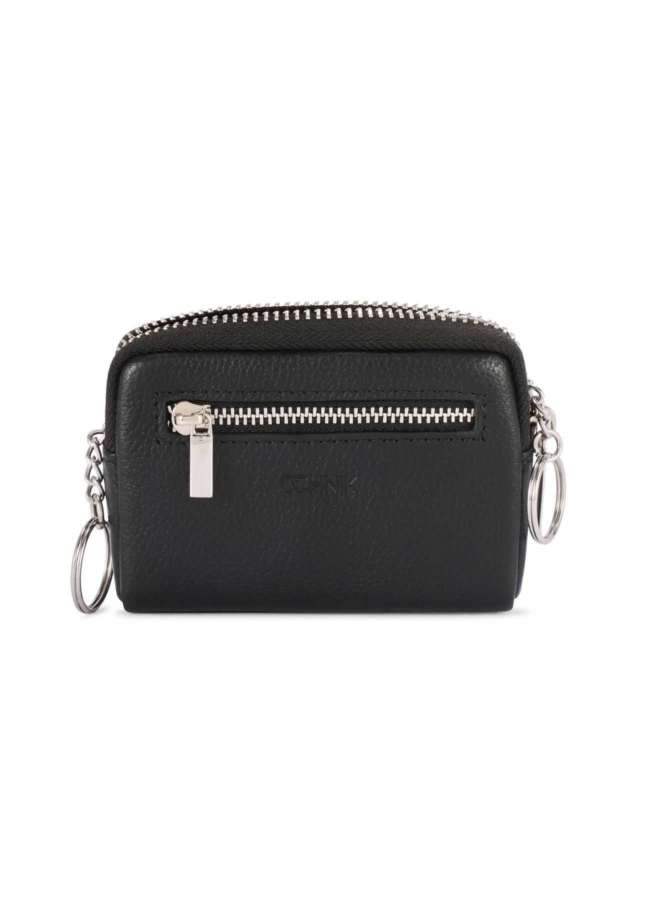 Чорний чоловічий шкіряний гаманець PORMS-0689-9I(W26), вигляд виробу спереду на білому тлі.