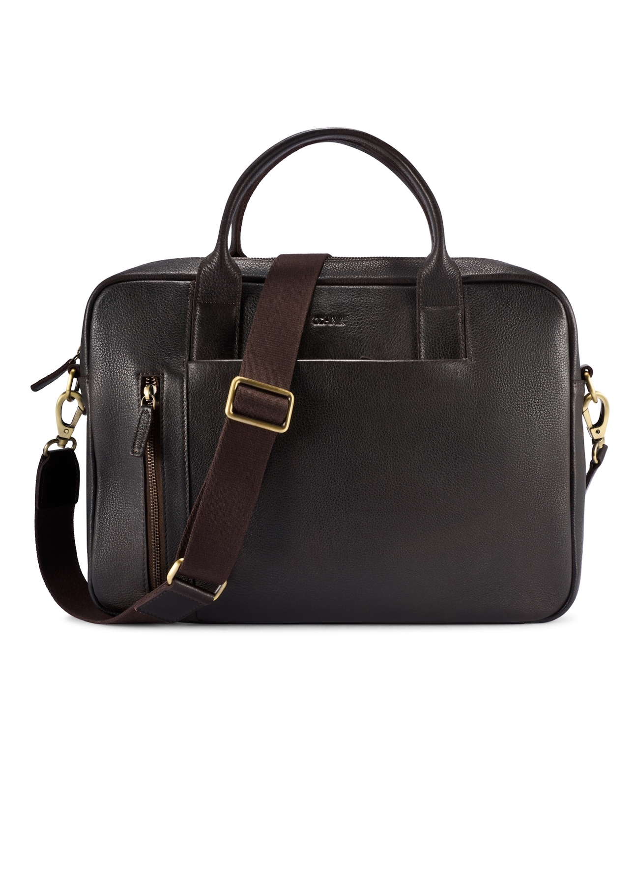 Коричнева чоловіча шкіряна сумка TORMS-0504-1I(W26), вигляд виробу спереду на білому тлі.